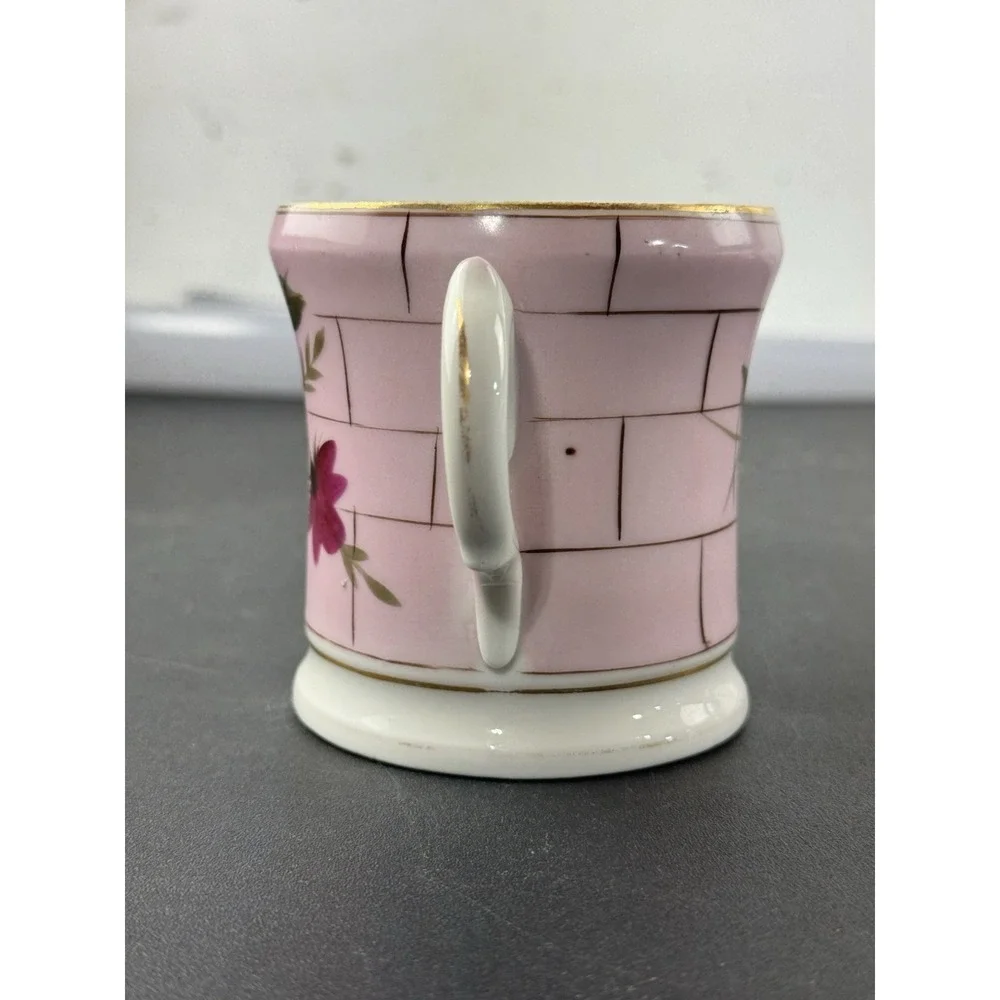Vintage Handpainted Porcelain Shaving Mug Pink with Flowers
